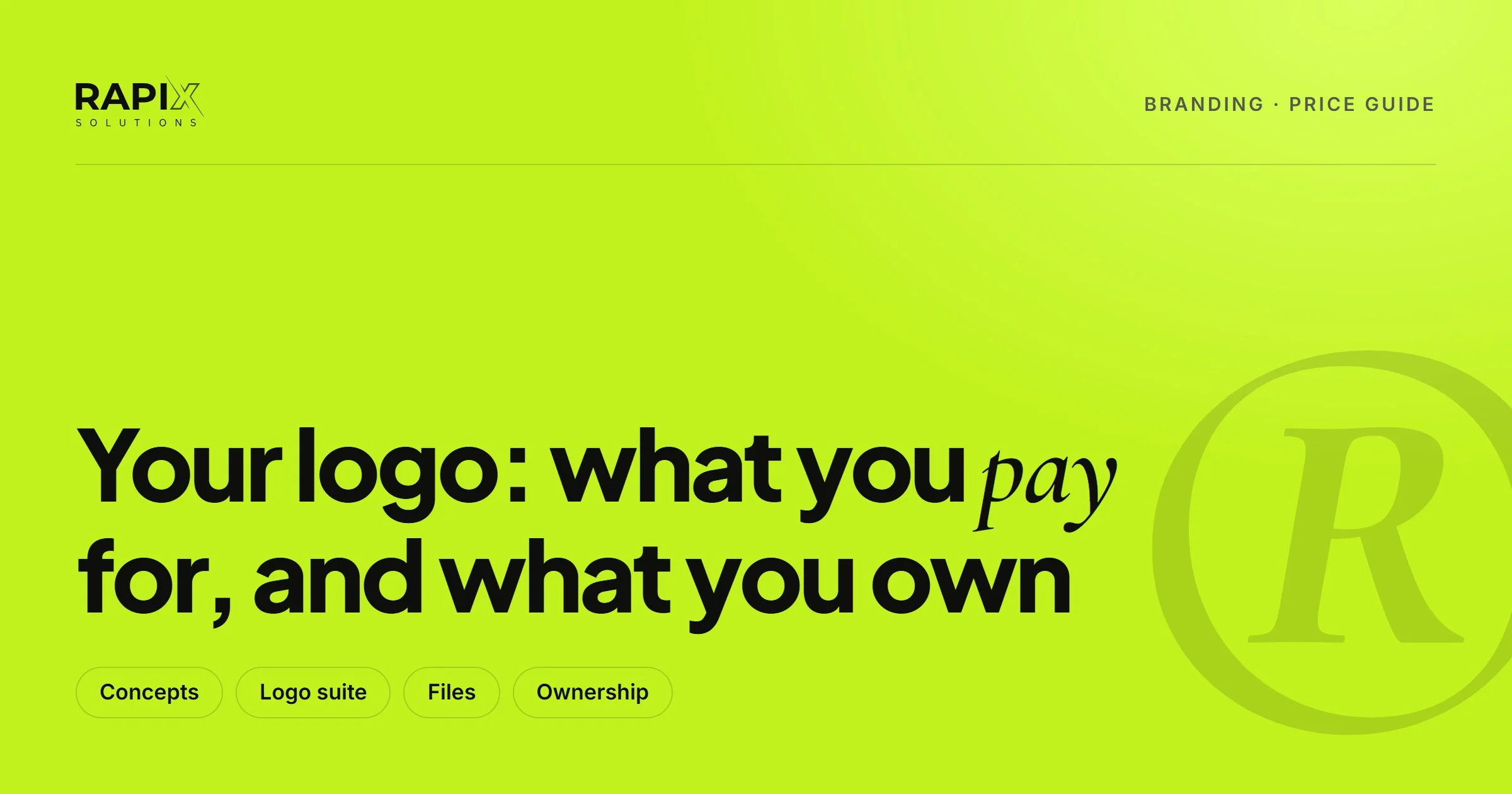 Logo cost in Australia guide cover: concepts, logo suite, files and ownership
