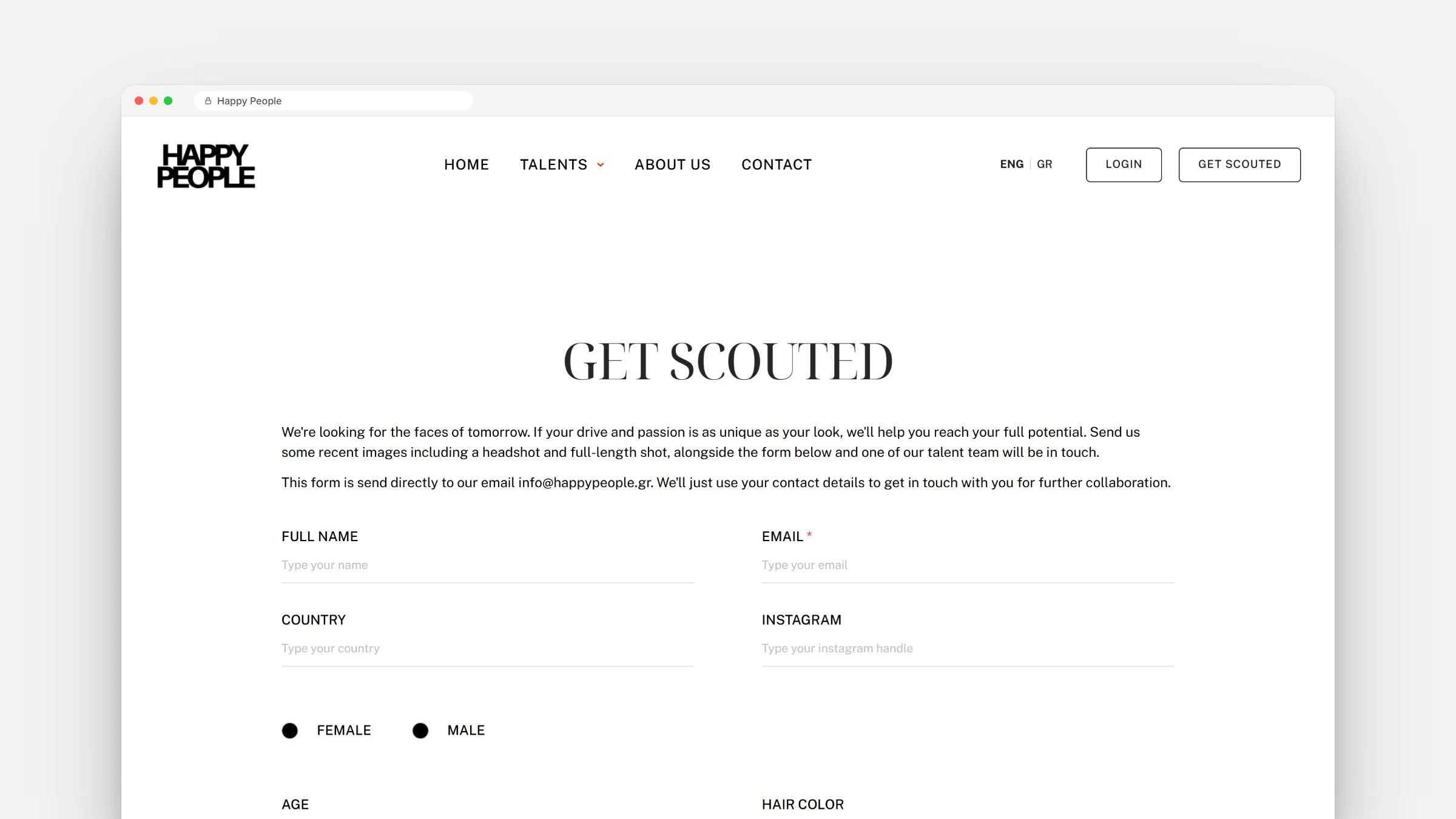 Happy People Get Scouted application form